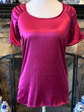 ETRO Magenta Ruched Sleeve Silk Top XS / S